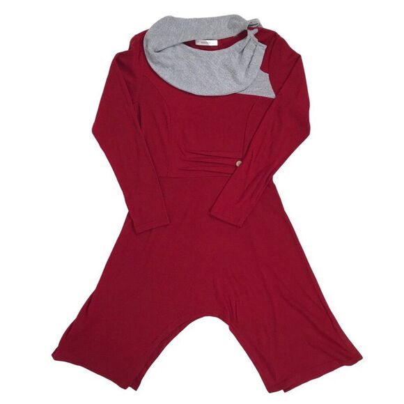 Womens Red Cottagecore Boho Irregular Hem Cowl Neck Long Sleeve Sweater Dress /M - Picture 5 of 7